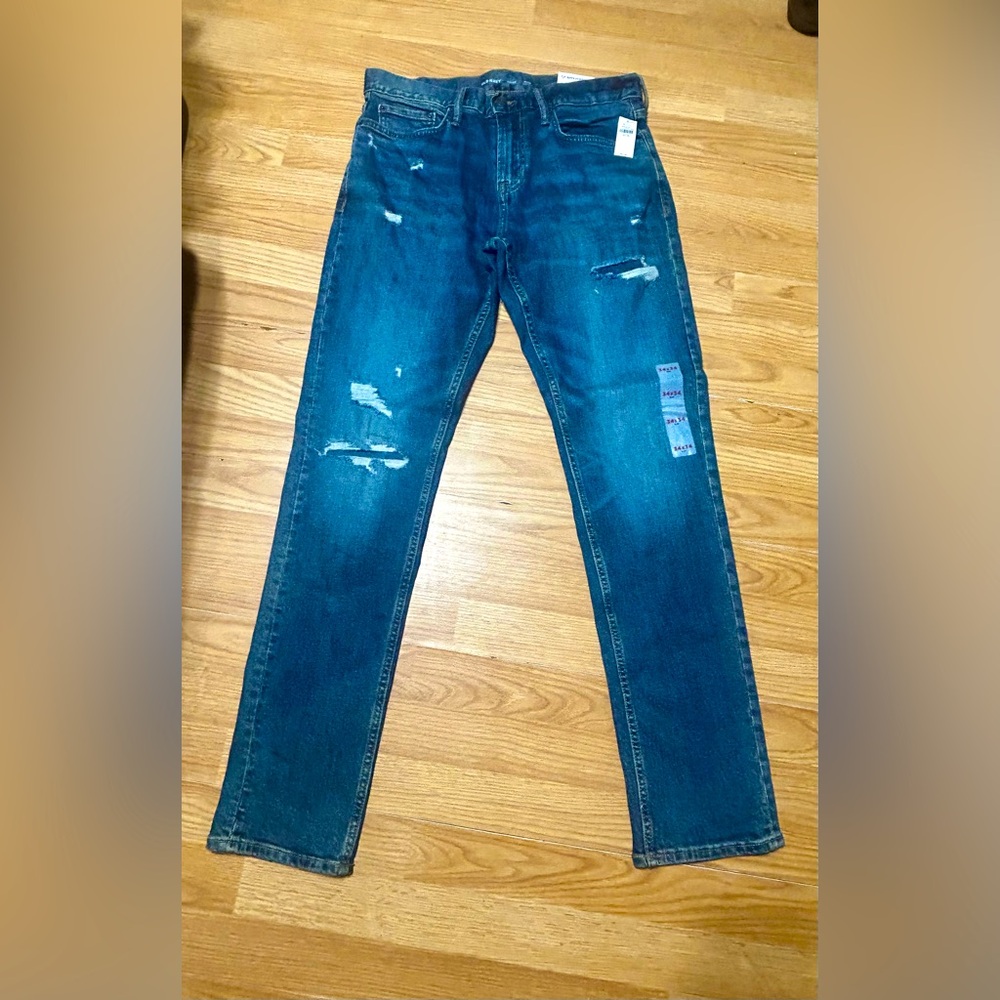 NWT old navy 34x34 slim flex fit Men's Blue Distressed Jeans